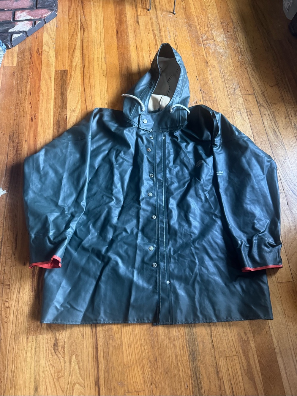 Men's heavy duty Raincoat with Red Trim - Waterproof